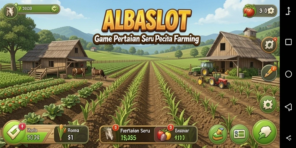Tampilan gameplay seru di ALBASLOT dengan ladang yang indah.