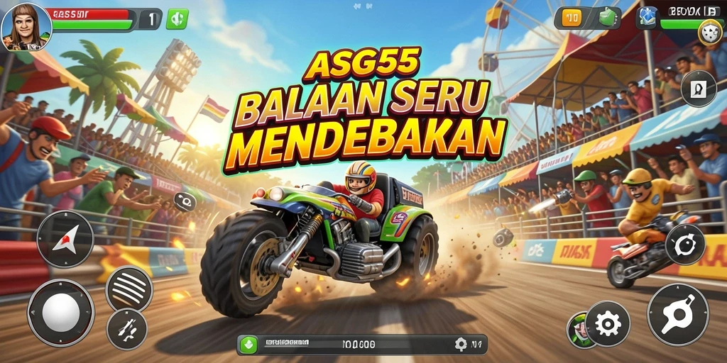 Menampilkan aksi balapan seru dari gameplay ASG55.