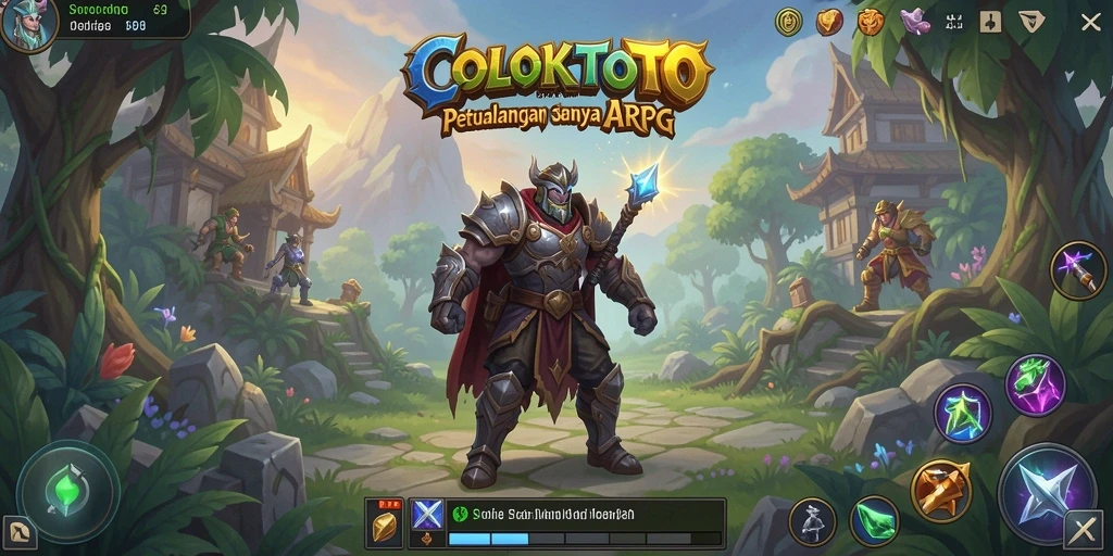Screenshot gameplay COLOKTOTO menampilkan pertarungan seru di dunia fantasi.
