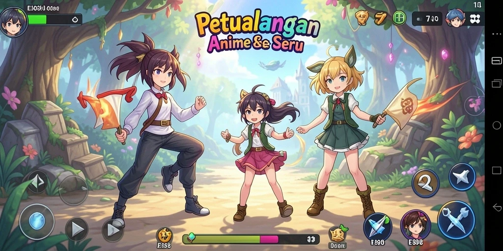 Tampilan seru dari gameplay E88 dengan karakter Anime yang dinamis.