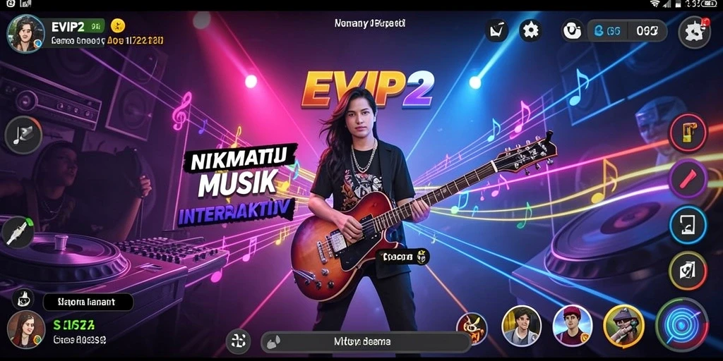 Screenshot EVIP2 menampilkan gameplay interaktif yang penuh warna.