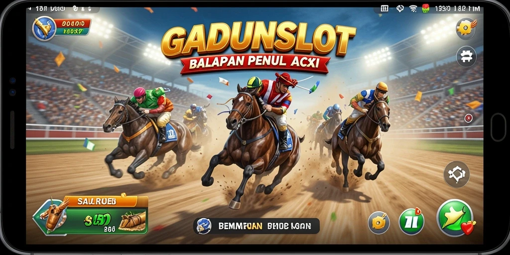 Gameplay GADUNSLOT menampilkan balapan seru dengan grafis yang menakjubkan.