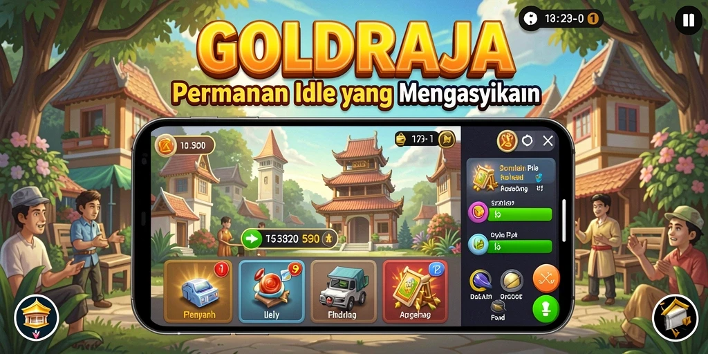 Tampilan gameplay GOLDRAJA yang menarik dalam genre Idle.