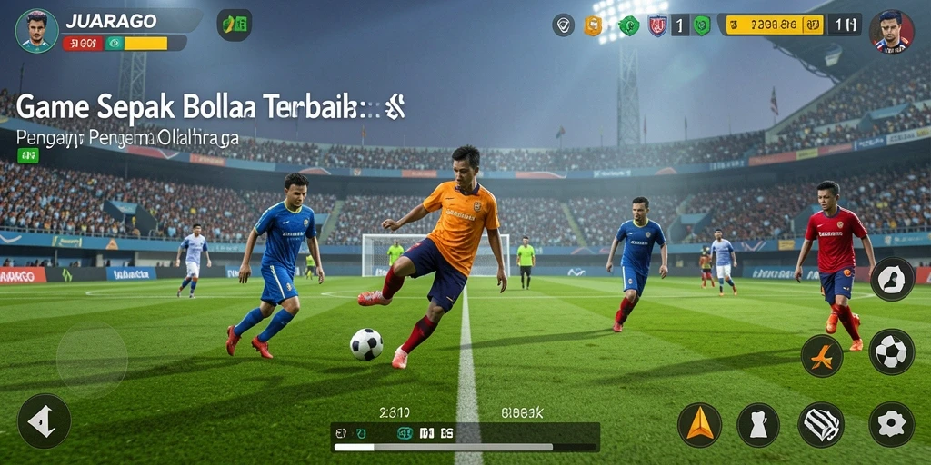 Gameplay JUARAGO yang seru dan menarik dalam pertandingan sepak bola.