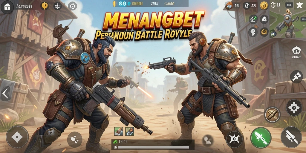 Screenshot menunjukkan aksi intens dalam permainan Battle Royale MENANGBET.