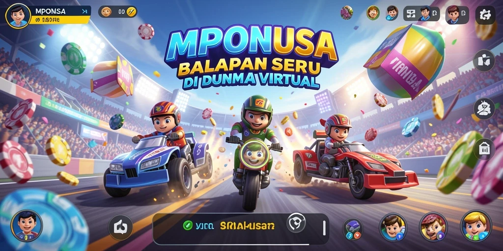 Screenshot gameplay MPONUSA menampilkan aksi balap yang mendebarkan.