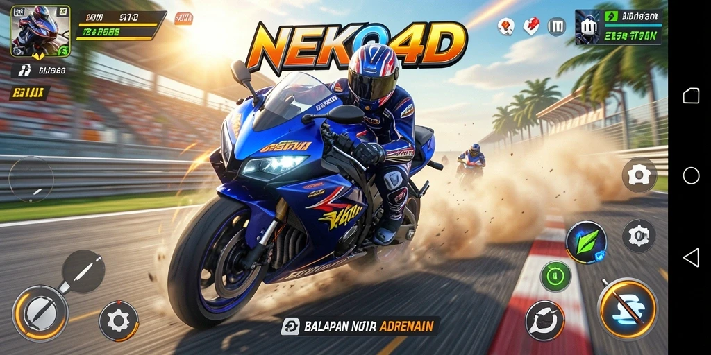 Tampilan gameplay seru balapan motor di NEKO4D.