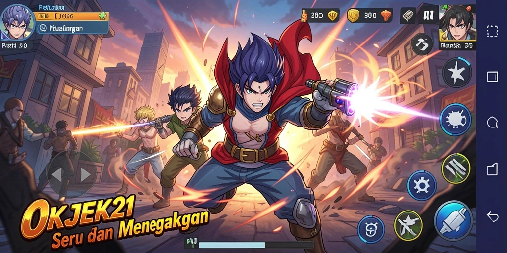 Tangkapan layar gameplay menampilkan karakter anime yang dinamis dan mendebarkan.