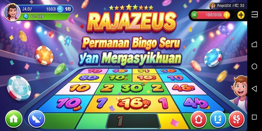 Tampilan gameplay seru di RAJAZEUS dengan elemen Bingo yang menarik.