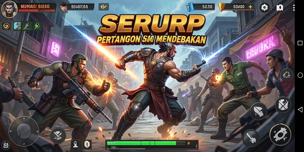 Screenshot gameplay SERURP menampilkan aksi pertarungan yang memukau.