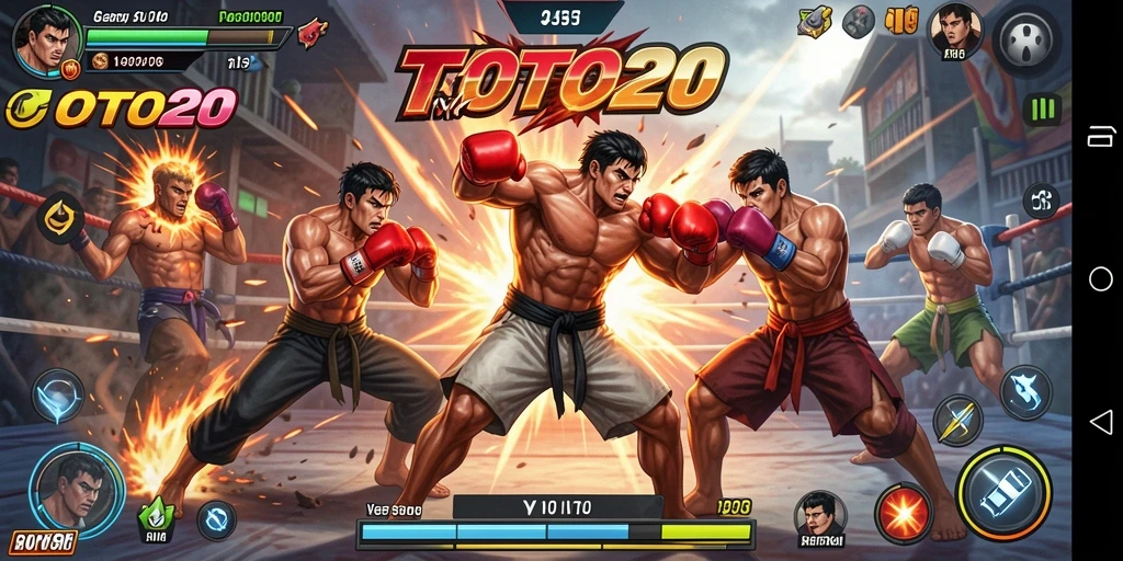 Screenshot gameplay TOTO20 menampilkan pertarungan intens dengan efek visual yang memukau.