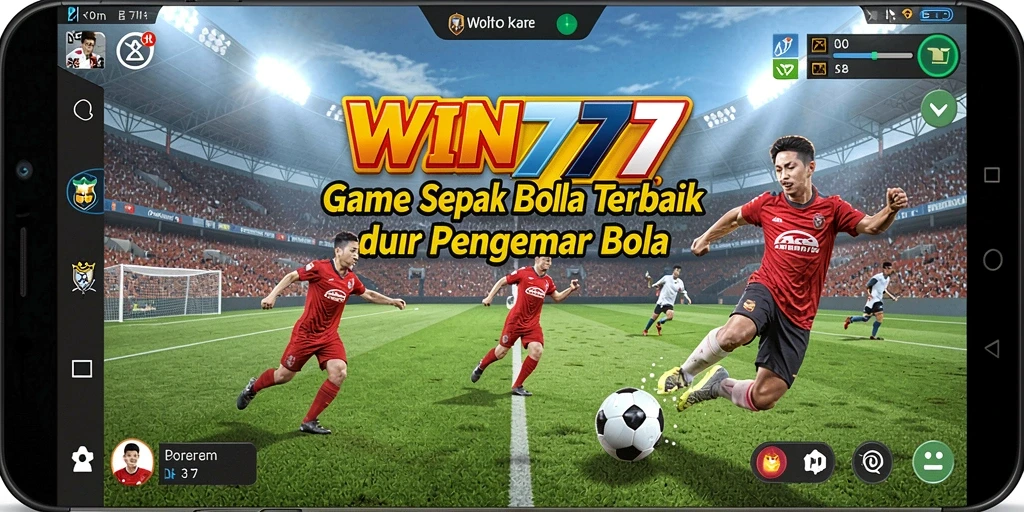 Tangkapan layar utama WIN777 menampilkan pertandingan sepak bola yang mendebarkan.