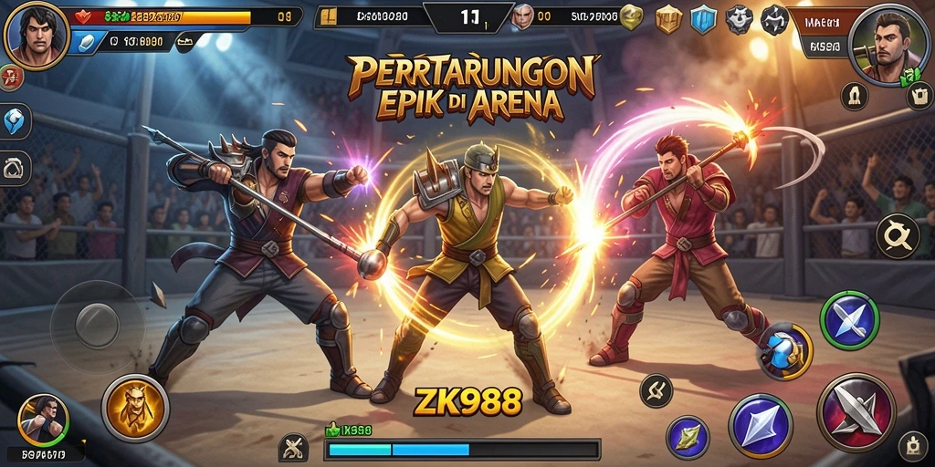 Tampilan gameplay menarik dari pergulatan di ZK988.